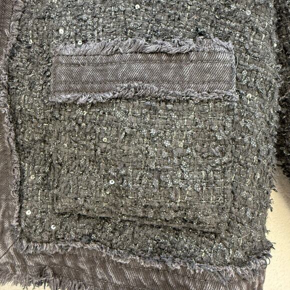 Nanette Lepore Jacket Women's M Black Sequin Accents Denim Trimmed Lined NWT - Picture 5 of 12